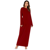 Muslim Women Stylish Kashibo Abaya Muslim Ladies Long Gown Islamic Clothing Jilbab Jalabiya Solid Color Long Sleeve Dress for Women