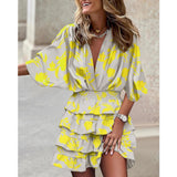 Nina Parker Graffiti Dress Batwing Sleeve Irregular Hem Dress