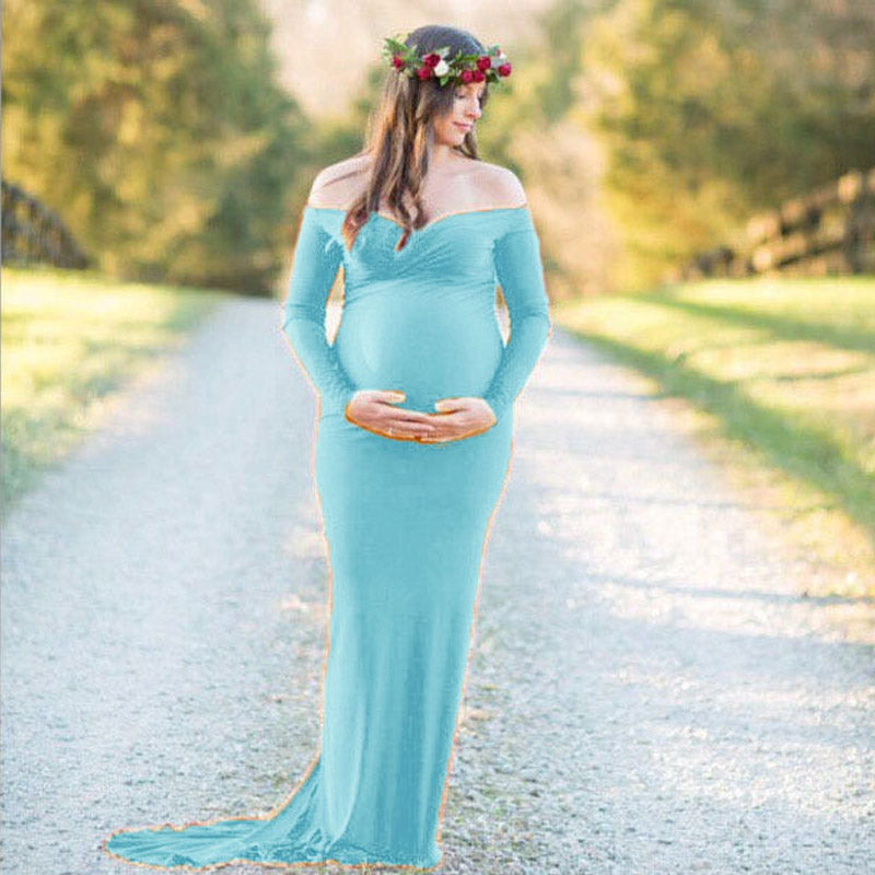Maternity Clothes Dress Women's V-neck Trailing Long Dress Dress for Pregnant Women