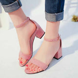 Nude Strappy Block Heels