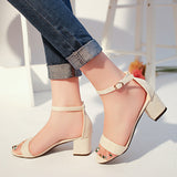 Nude Strappy Block Heels