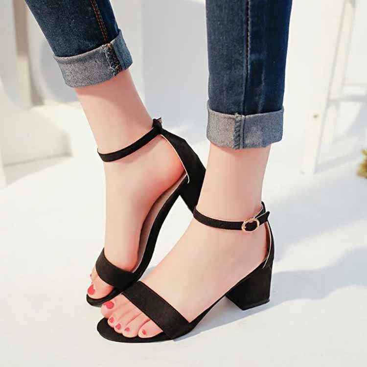 Nude Strappy Block Heels