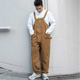 Man Fall Outfits Cargo Pants Overalls Men'S Casual Jumpsuit Solid Color Loose Worker Suspenders