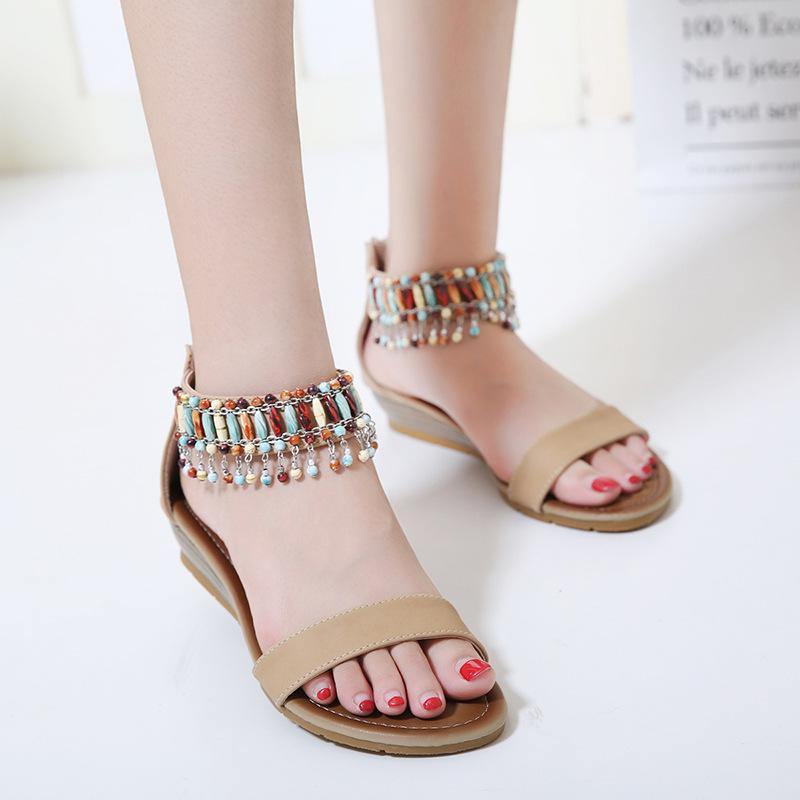 Fancy Sandals Large Size Wedge Retro Roman Sandals