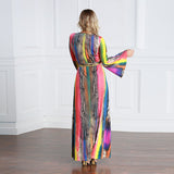 Muslim Women Stylish Kashibo Abaya Muslim Ladies Long Gown Islamic Clothing Jilbab Jalabiya Fashion Color Print Maxi Dress