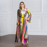 Muslim Women Stylish Kashibo Abaya Muslim Ladies Long Gown Islamic Clothing Jilbab Jalabiya Fashion Color Print Maxi Dress
