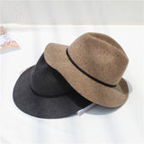 Fedora Golf Hats Fall/Winter Wool Top Hat Retro Wide