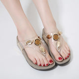 Fancy Sandals Summer Rhinestone Metal Buckle Sandals Transparent Tape Flip Flops