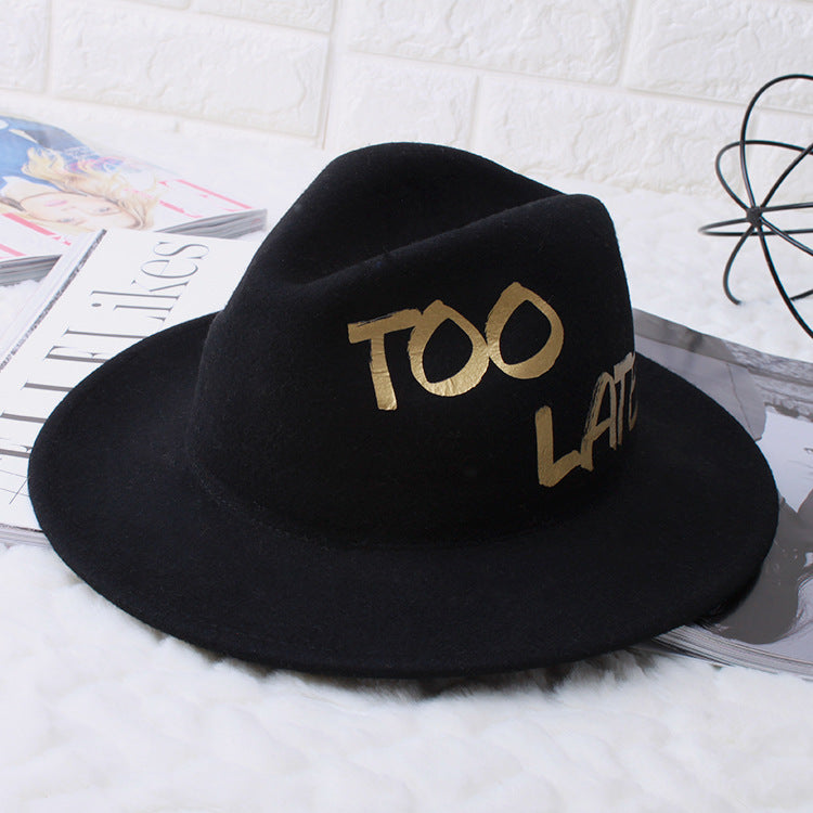 Fedora Golf Hats Autumn and Winter Hat Letters Fedora Hat Men and Women Fashion