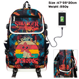 Stranger Things Backpack Printed Backpack USB Charging Schoolbag Computer Bag