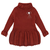 Girl Dress Knitted Sweater Dress Middle Collar Brooch Pin Tops