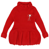 Girl Dress Knitted Sweater Dress Middle Collar Brooch Pin Tops