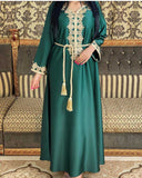 Muslim Women Stylish Kashibo Abaya Muslim Ladies Long Gown Islamic Clothing Jilbab Jalabiya Robe Embroidery Stitching Dress