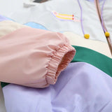 Baggy Jacket Color Matching Embroidered Neckline Cotton-Padded Coat for Women