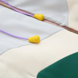 Baggy Jacket Color Matching Embroidered Neckline Cotton-Padded Coat for Women