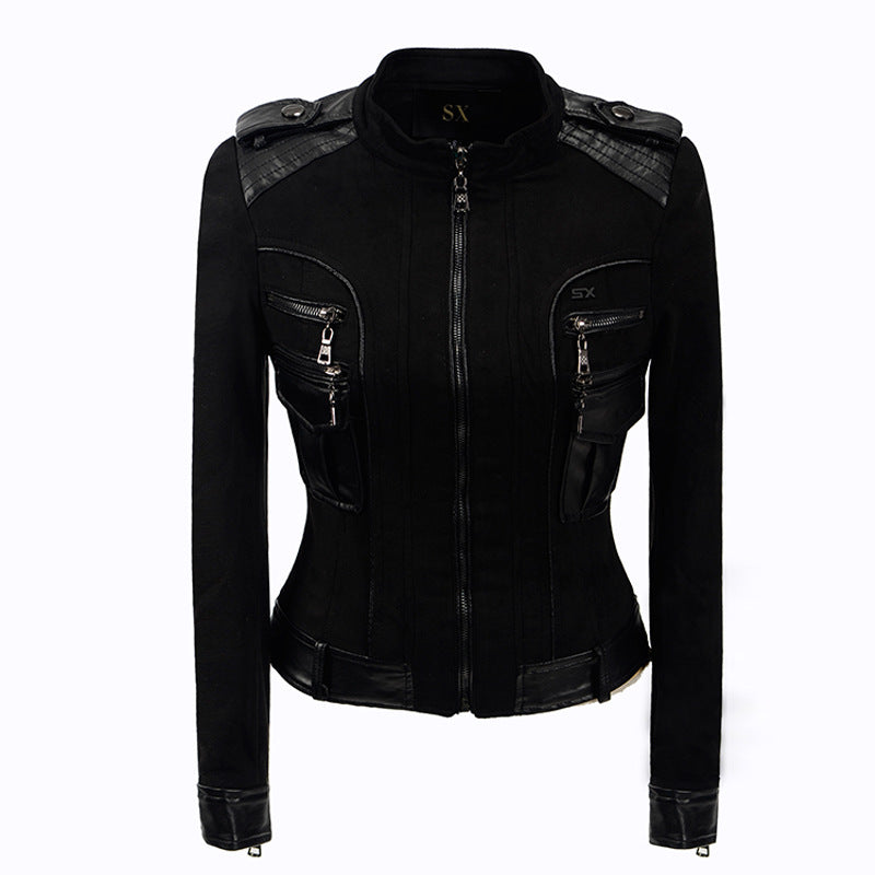 Leather Biker Coat God Leather Jacket Women Pu Jackets Slim Fit Short Coat Fashion