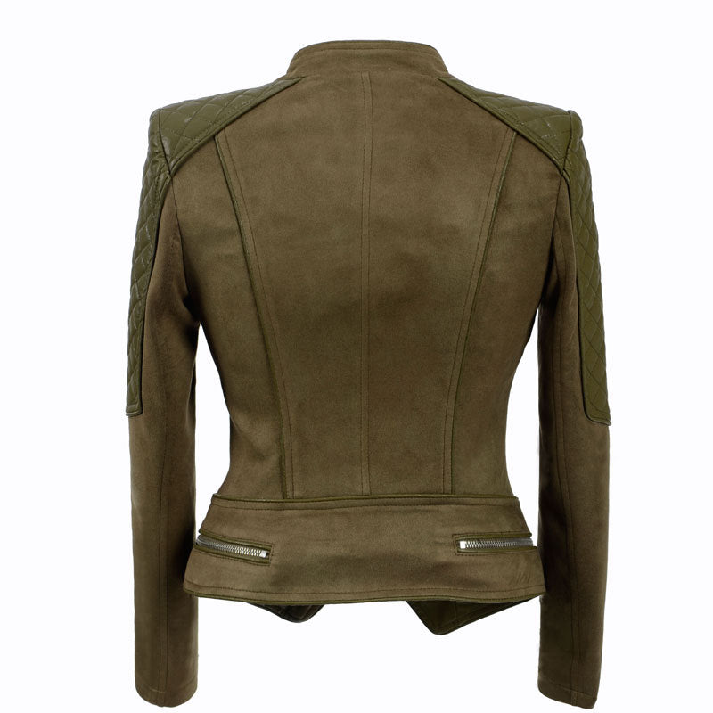 Leather Biker Coat Golden Leather Jacket Women Pu Jackets Leather Slim Short Motorcycle Jacket