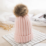 Toboggan Hat Hat Female Autumn Winter Fur Ball Woolen Cap Warm Pullover Cap