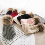 Toboggan Hat Hat Female Autumn Winter Fur Ball Woolen Cap Warm Pullover Cap
