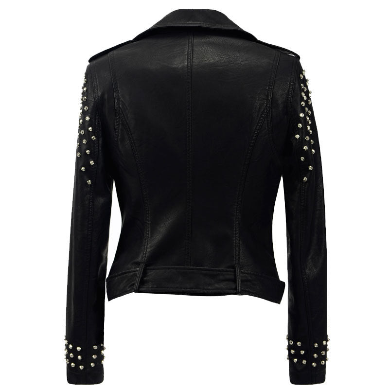 Leather Biker Coat God Leather Jacket Women Pu Jackets Punk Rivet Short Motorcycle