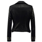 Leather Biker Coat God Leather Jacket Women Pu Jackets Punk Rivet Short Motorcycle