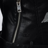 Leather Biker Coat Gothic Leather Jacket Women Pu Jackets Embroidery Short Lapel Motorcycle Jacket
