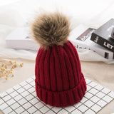 Toboggan Hat Hat Female Autumn Winter Fur Ball Woolen Cap Warm Pullover Cap