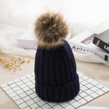 Toboggan Hat Hat Female Autumn Winter Fur Ball Woolen Cap Warm Pullover Cap