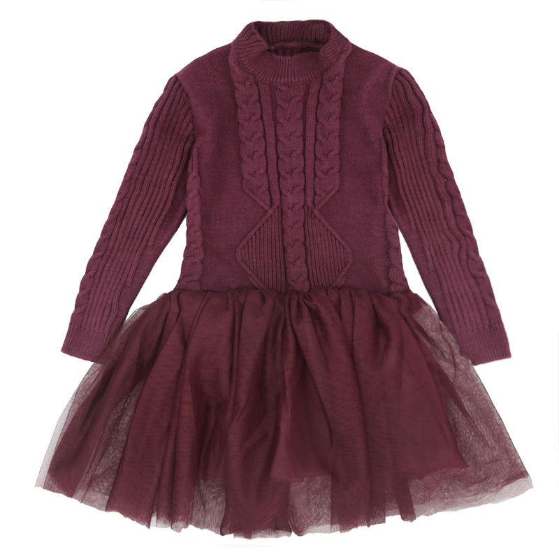 Girl Dress Autumn and Winter Knitted Dress Warm Woolen Dress