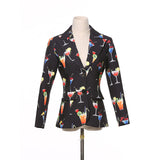 Boyfriend Floral Blzer Autumn and Winter Catwalk Printing Lapel Long Sleeve Jacket