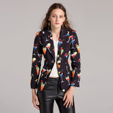 Boyfriend Floral Blzer Autumn and Winter Catwalk Printing Lapel Long Sleeve Jacket