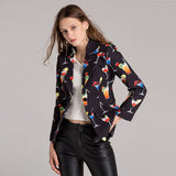 Boyfriend Floral Blzer Autumn and Winter Catwalk Printing Lapel Long Sleeve Jacket