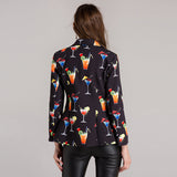 Boyfriend Floral Blzer Autumn and Winter Catwalk Printing Lapel Long Sleeve Jacket