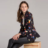 Boyfriend Floral Blzer Autumn and Winter Catwalk Printing Lapel Long Sleeve Jacket