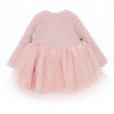 Girl Dress Stitching Bubble Knitted Long Sleeve Princess Dress