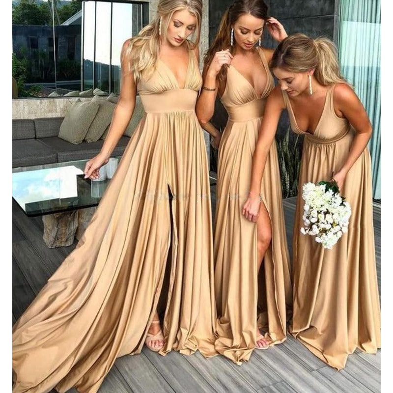 Bridesmaid Dress Summer Strap Deep V Midaxi Dresses
