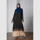 Muslim Women Stylish Kashibo Abaya Muslim Ladies Long Gown Islamic Clothing Jilbab Jalabiya Tassel Lace Stitching Fashion Long Skirt Zipper Cardigan