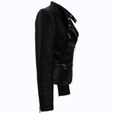 Leather Biker Coat Golden Leather Jacket Women Pu Jackets Slim Fit Waist Rinsing Machine Car Suit