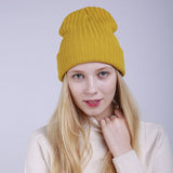 Women Winter Hats Autumn and Winter Solid Color Warm Women's Knitted Wool Hat