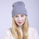 Women Winter Hats Autumn and Winter Solid Color Warm Women's Knitted Wool Hat