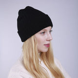 Women Winter Hats Autumn and Winter Solid Color Warm Women's Knitted Wool Hat