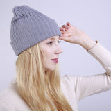 Women Winter Hats Autumn and Winter Solid Color Warm Women's Knitted Wool Hat