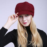 Women Winter Hats Autumn and Winter Solid Color Wool Hat