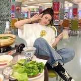 Drew House Smiley Face Short Sleeve Lollipop Cartoon Printed T-shirt for Men
