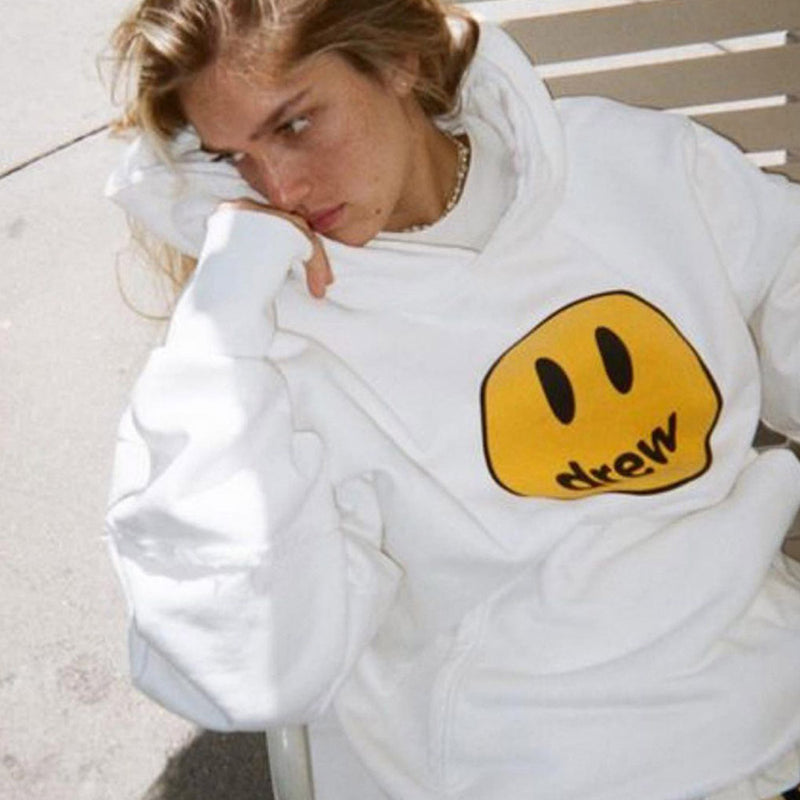Drew House Smiley Velvet Padded Hooded Sweatshirt Casual Trend Loose Couple Hoodie