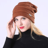 Women Winter Hats Fleece-Lined Knitting Wool Men Women's Knitted Hat