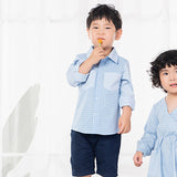 Father Son Matching Dress Shirts Spring/Summer Plaid Long Sleeve Shirt Parent-Child Wear