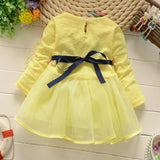 Girl Dress Spring and Autumn Long Sleeve Baby Three Small Flowers Princess Dress