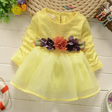 Girl Dress Spring and Autumn Long Sleeve Baby Three Small Flowers Princess Dress