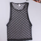 Men Rave T Shirt Men's Vest Mesh Transparent Sexy Vest Casual
